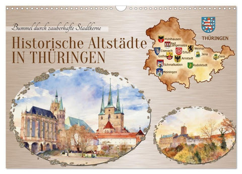 Historische Altstädte in Thüringen (Wandkalender 2027 DIN A3 quer), CALVENDO Monatskalender