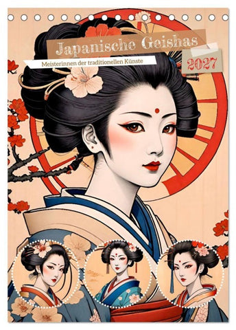 Japanische Geishas (Tischkalender 2027 DIN A5 hoch), CALVENDO Monatskalender
