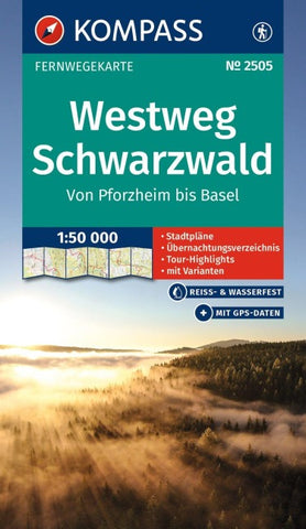 KOMPASS Wander-Tourenkarte Westweg Schwarzwald 1:50.000