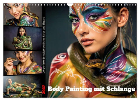 Body Painting mit Schlange (Wandkalender 2027 DIN A3 quer), CALVENDO Monatskalender