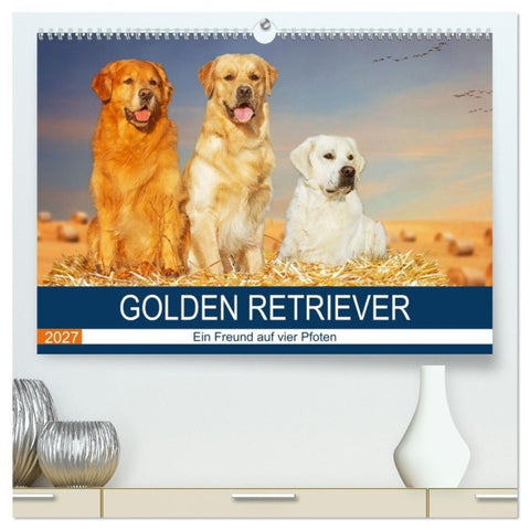 Golden Retriever - Ein Freund auf vier Pfoten (hochwertiger Premium Wandkalender 2027 DIN A2 quer), Kunstdruck in Hochglanz