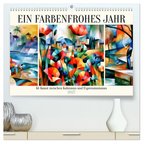 Ein farbenfrohes Jahr (hochwertiger Premium Wandkalender 2027 DIN A2 quer), Kunstdruck in Hochglanz