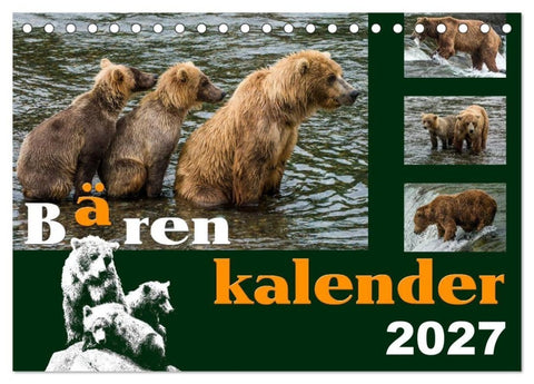 Bärenkalender (Tischkalender 2027 DIN A5 quer), CALVENDO Monatskalender