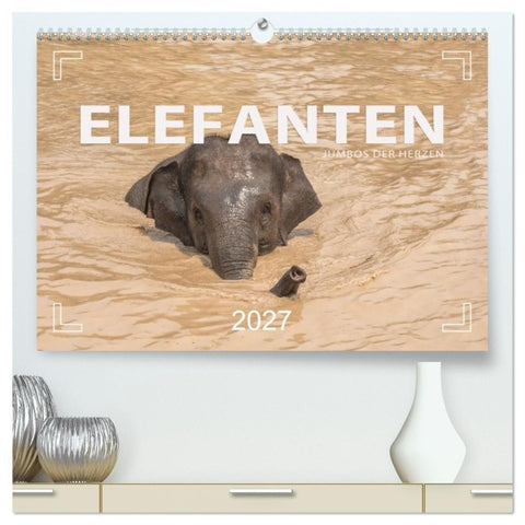 ELEFANTEN Jumbos der Herzen (hochwertiger Premium Wandkalender 2027 DIN A2 quer), Kunstdruck in Hochglanz