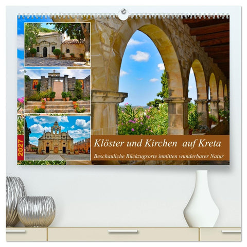 Klöster und Kirchen auf Kreta (hochwertiger Premium Wandkalender 2027 DIN A2 quer), Kunstdruck in Hochglanz