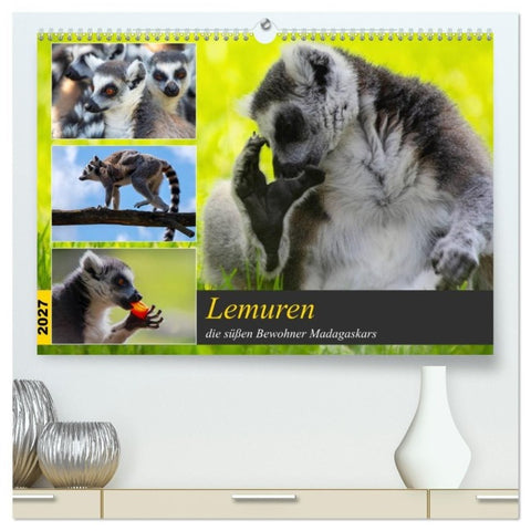 Lemuren die süßen Bewohner Madagaskars (hochwertiger Premium Wandkalender 2027 DIN A2 quer), Kunstdruck in Hochglanz