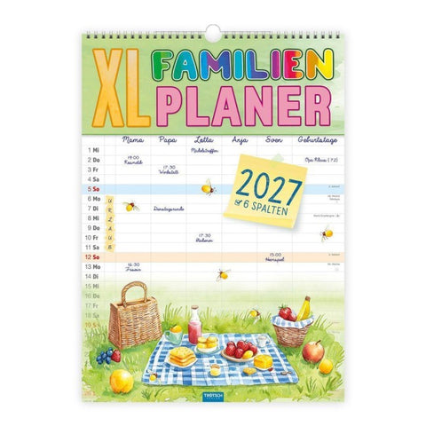 TRÖTSCH - Großbildkalender XL Familienplaner 2027 mit 6 Spalten
