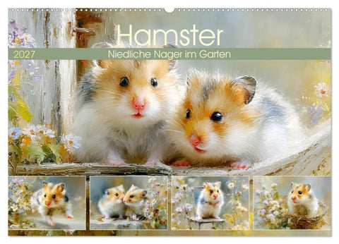 Hamster. Niedliche Nager im Garten (Wandkalender 2027 DIN A2 quer), CALVENDO Monatskalender