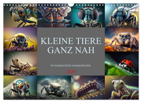 Kleine Tiere ganz nah (Wandkalender 2026 DIN A3 quer), CALVENDO Monatskalender