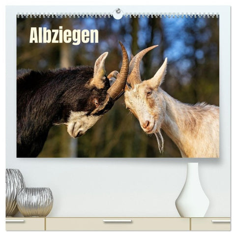Albziegen (hochwertiger Premium Wandkalender 2027 DIN A2 quer), Kunstdruck in Hochglanz