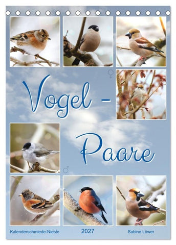 Vogel-Paare (Tischkalender 2027 DIN A5 hoch), CALVENDO Monatskalender