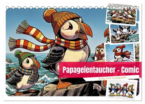 Papageientaucher - Comic (Tischkalender 2027 DIN A5 quer), CALVENDO Monatskalender