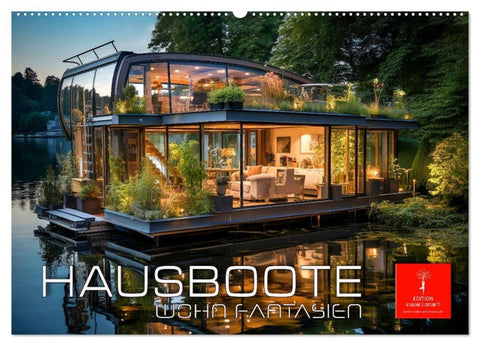 Hausboote Wohn Fantasien (Wandkalender 2027 DIN A2 quer), CALVENDO Monatskalender
