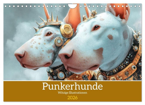 Punkerhunde - Witzige Illustrationen (Wandkalender 2026 DIN A4 quer), CALVENDO Monatskalender