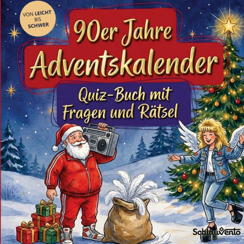 90er Jahre-Adventskalender: Quiz-Buch mit Fragen und Rätsel