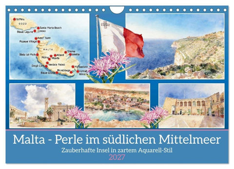 Malta - Perle im südlichen Mittelmeer (Wandkalender 2027 DIN A4 quer), CALVENDO Monatskalender