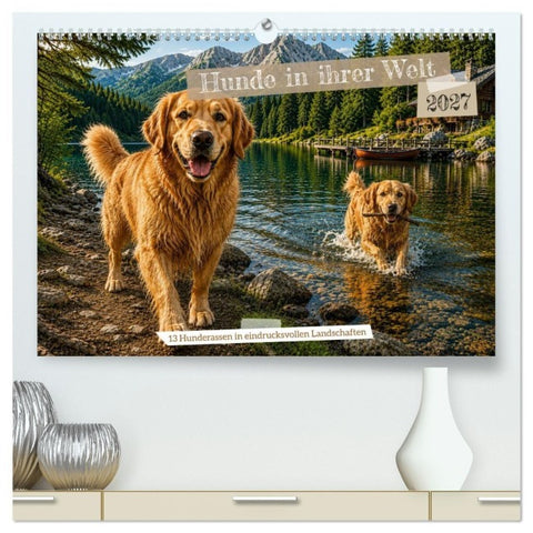 Hunde in ihrer Welt (hochwertiger Premium Wandkalender 2027 DIN A2 quer), Kunstdruck in Hochglanz