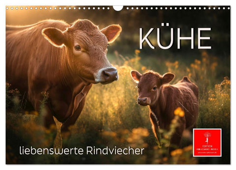 Kühe - liebenswerte Rindviecher (Wandkalender 2026 DIN A3 quer), CALVENDO Monatskalender