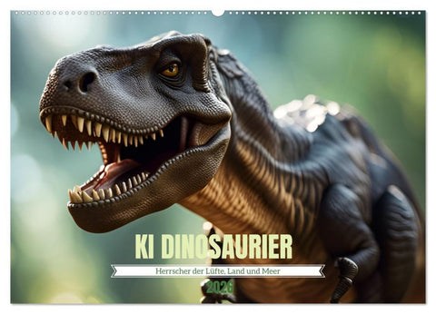 KI Dinosaurier - Herrscher der Lüfte, Land und Meer (Wandkalender 2026 DIN A2 quer), CALVENDO Monatskalender