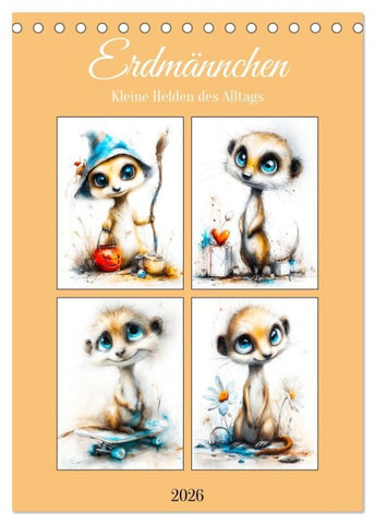 Erdmännchen. Kleine Helden des Alltags (Tischkalender 2026 DIN A5 hoch), CALVENDO Monatskalender