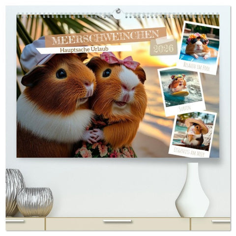 Meerschweinchen - Hauptsache Urlaub (hochwertiger Premium Wandkalender 2026 DIN A2 quer), Kunstdruck in Hochglanz