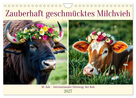 Zauberhaft geschmücktes Milchvieh (Wandkalender 2027 DIN A4 quer), CALVENDO Monatskalender