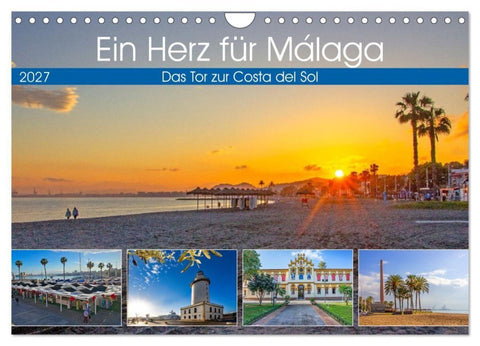 Ein Herz für Málaga (Wandkalender 2027 DIN A4 quer), CALVENDO Monatskalender