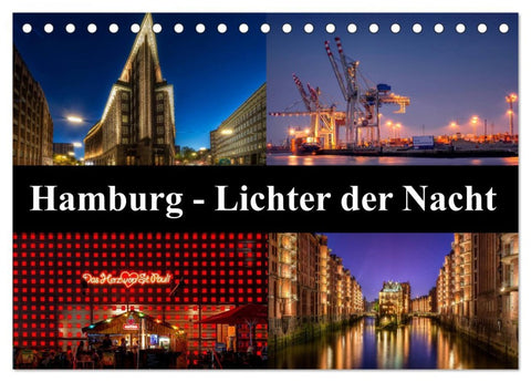 Hamburg - Lichter der Nacht (Tischkalender 2026 DIN A5 quer), CALVENDO Monatskalender