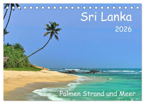 Sri Lanka, Palmen, Strand und Meer (Tischkalender 2026 DIN A5 quer), CALVENDO Monatskalender