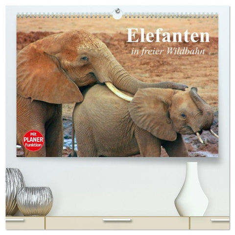 Elefanten in freier Wildbahn (hochwertiger Premium Wandkalender 2026 DIN A2 quer), Kunstdruck in Hochglanz