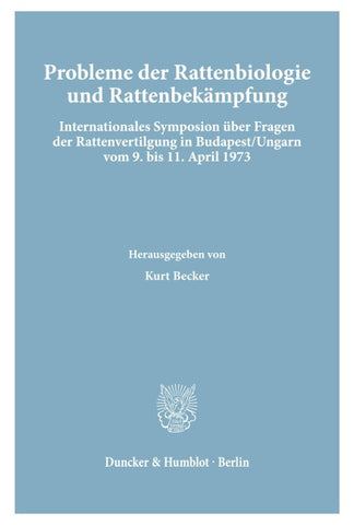 Probleme der Rattenbiologie und Rattenbekämpfung.