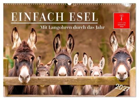 Einfach Esel - Mit Langohren durch das Jahr (Wandkalender 2027 DIN A2 quer), CALVENDO Monatskalender