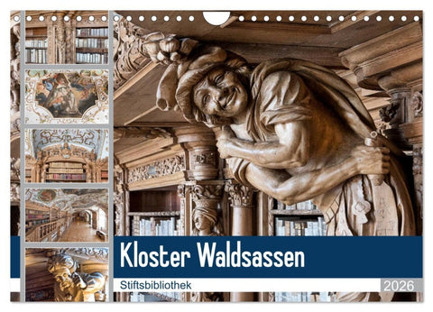 Kloster Waldsassen Stiftsbibliothek (Wandkalender 2026 DIN A4 quer), CALVENDO Monatskalender