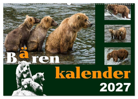 Bärenkalender (Wandkalender 2027 DIN A2 quer), CALVENDO Monatskalender