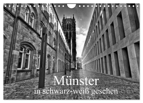 Münster in schwarz-weiß gesehen (Wandkalender 2027 DIN A4 quer), CALVENDO Monatskalender