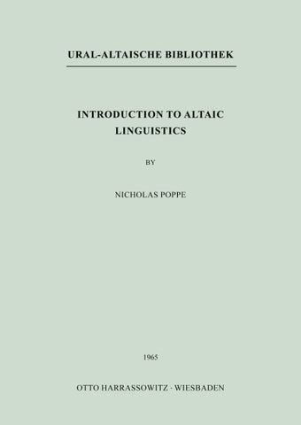 Introduction to Altaic Linguistics