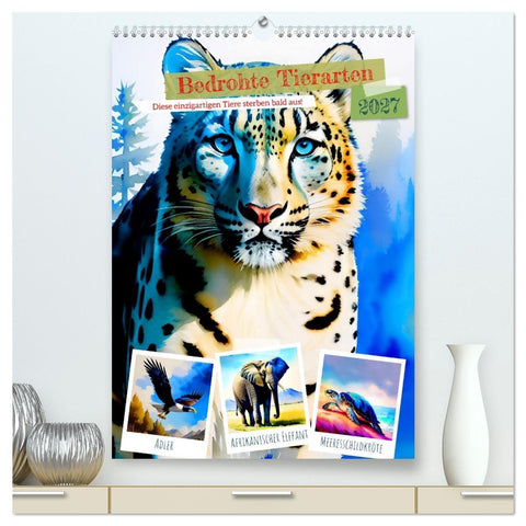 Bedrohte Tierarten 2027 (hochwertiger Premium Wandkalender 2027 DIN A2 hoch), Kunstdruck in Hochglanz