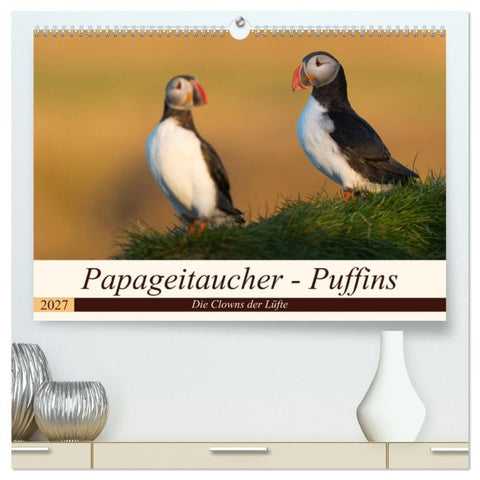 Papageitaucher - Puffins (hochwertiger Premium Wandkalender 2027 DIN A2 quer), Kunstdruck in Hochglanz