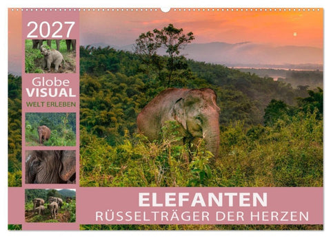 ELEFANTEN - Rüsselträger der Herzen (Wandkalender 2027 DIN A2 quer), CALVENDO Monatskalender