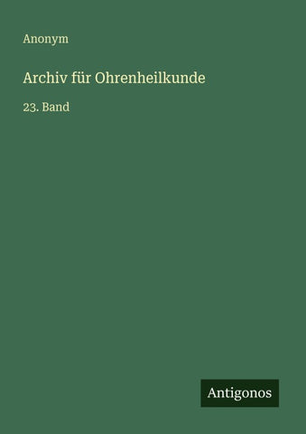 Archiv für Ohrenheilkunde