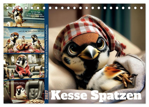 Kesse Spatzen (Tischkalender 2027 DIN A5 quer), CALVENDO Monatskalender