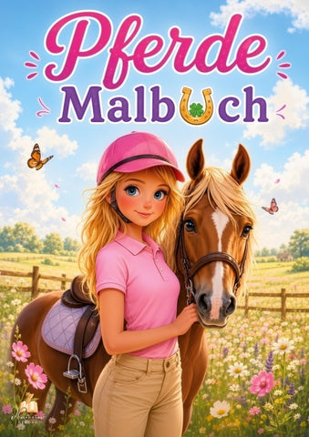 Pferde Malbuch für Mädchen von 6–8 Jahren mit 50 schönen Ausmalbildern