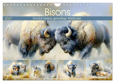 Bisons. Nordamerikas gewaltige Wildrinder (Wandkalender 2027 DIN A4 quer), CALVENDO Monatskalender