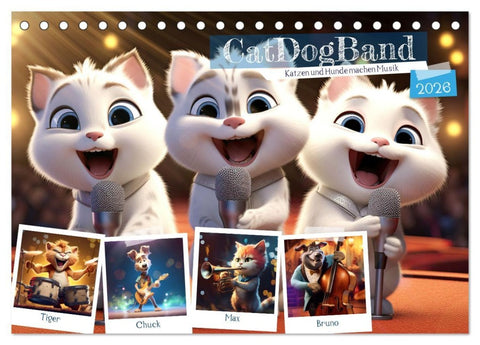 CatDogBand (Tischkalender 2026 DIN A5 quer), CALVENDO Monatskalender