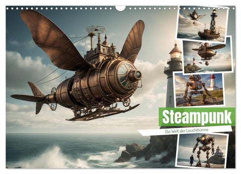 Steampunk - Die Welt der Leuchttürme (Wandkalender 2026 DIN A3 quer), CALVENDO Monatskalender