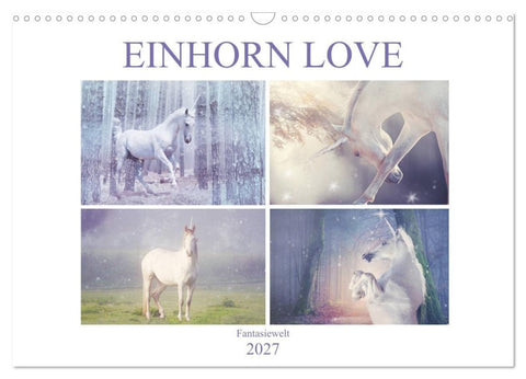 Einhorn Love - Fantasiewelt (Wandkalender 2027 DIN A3 quer), CALVENDO Monatskalender