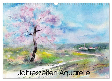 Jahreszeiten Aquarelle (Wandkalender 2027 DIN A3 quer), CALVENDO Monatskalender