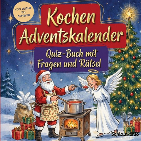 Kochen-Adventskalender: Quiz-Buch mit Fragen und Rätsel