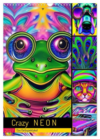 Crazy Neon - Das Farbspektakel (Wandkalender 2027 DIN A3 hoch), CALVENDO Monatskalender