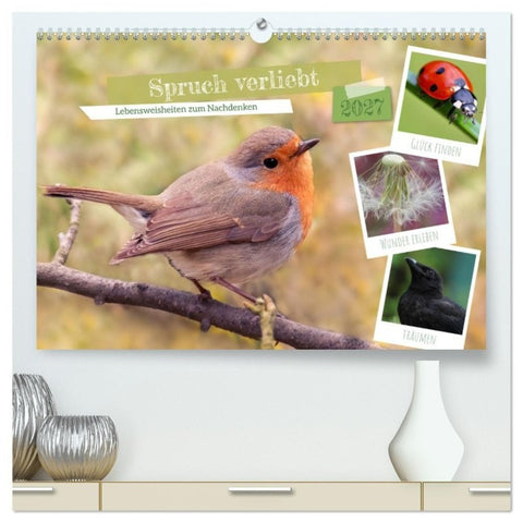 Spruch verliebt (hochwertiger Premium Wandkalender 2027 DIN A2 quer), Kunstdruck in Hochglanz